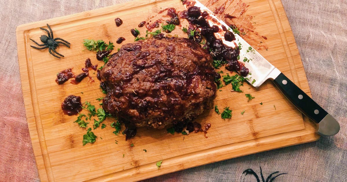 Brain Meatloaf with Balsamic Cranberry Sauce
