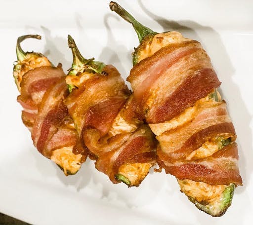 Bacon Wrapped Buffalo Chicken Dip Jalapeno Poppers