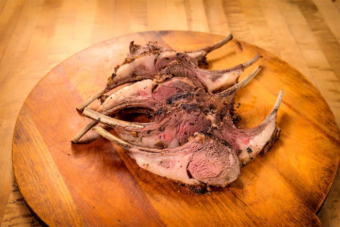 Mustard-Herbed Rubbed Frenched Rack of Lamb