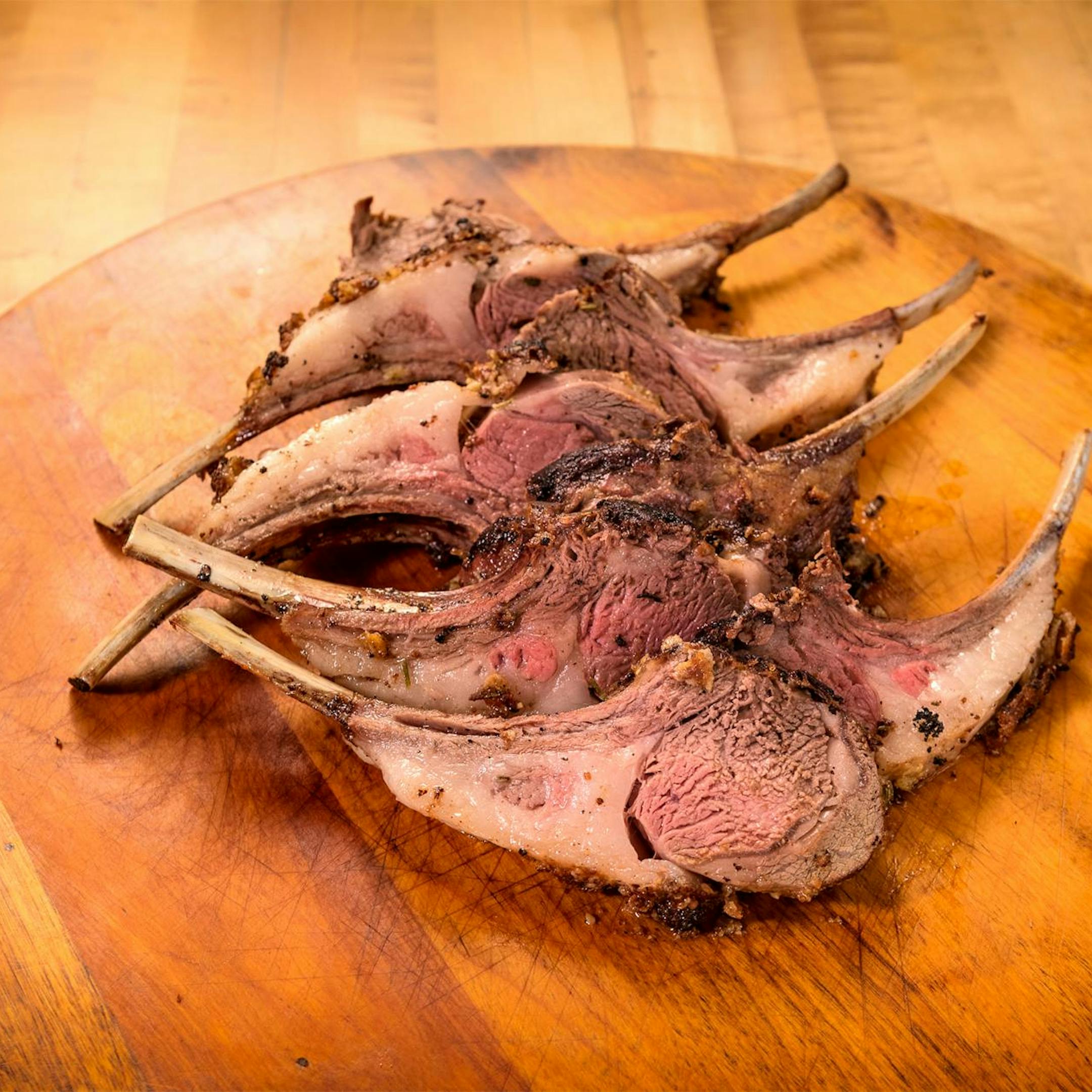 Mustard-Herbed Rubbed Frenched Rack of Lamb