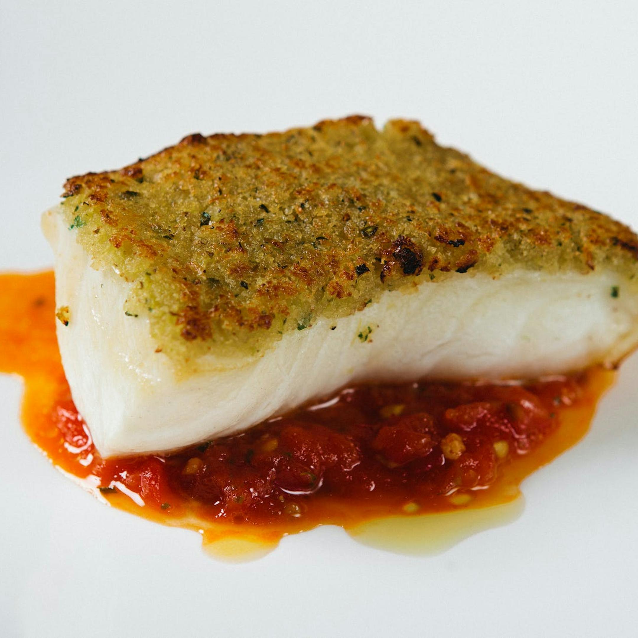 Herb Crusted Sea Bass with Roasted Tomato Sauce