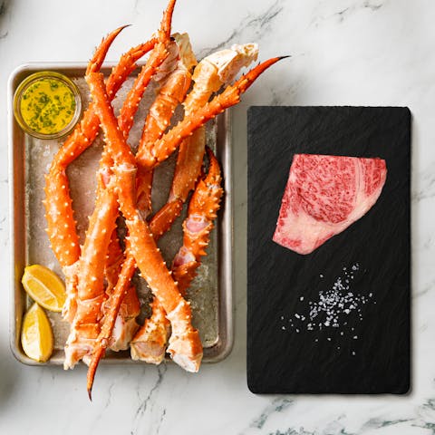 Image of Buy 2lbs of Red King Crab Legs, Get a Free A5 Petite Butcher Cut Steak