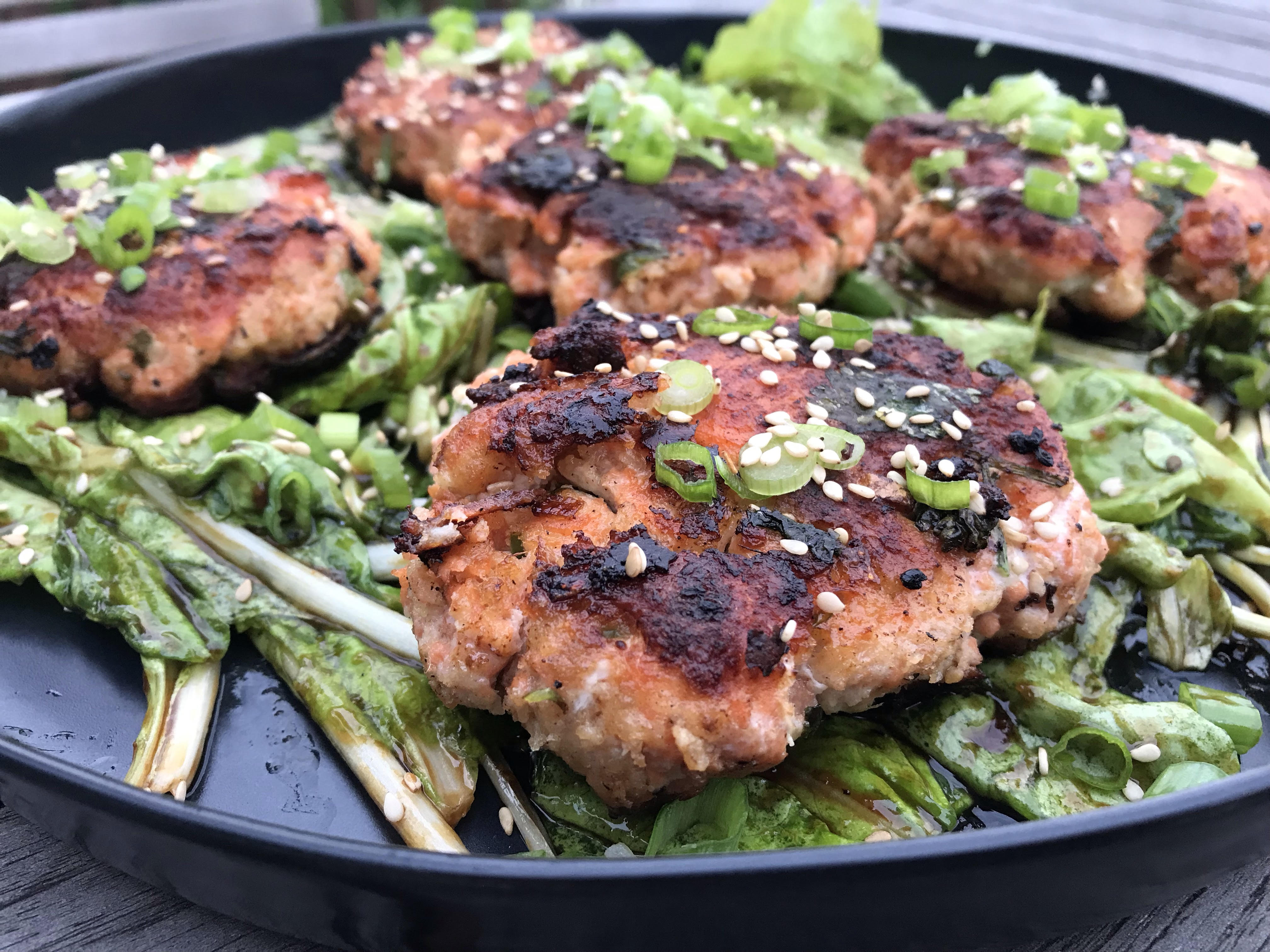 Salmon Cakes & Asian Greens