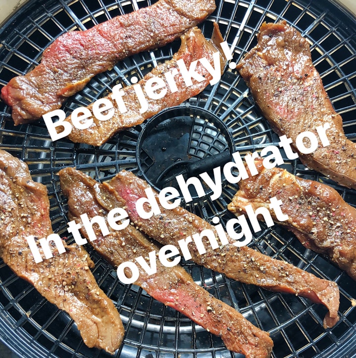 beef jerky in the dehydrator