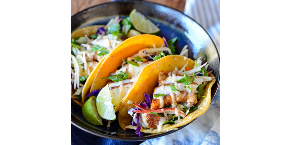 Five Spice Lingcod Tacos with Apple Asian Slaw