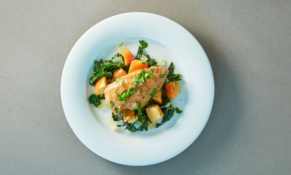 Honey Dijon Chicken with Apples and Greens