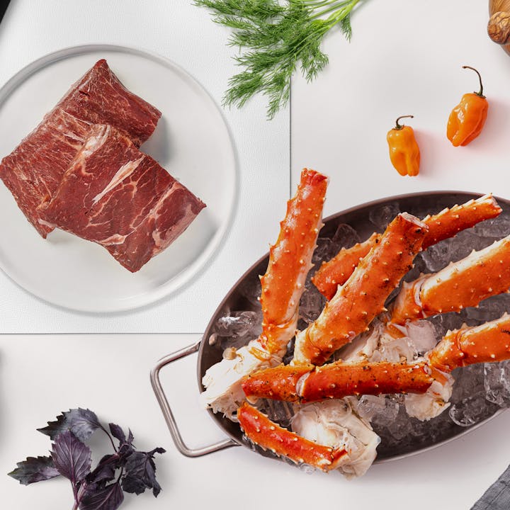Image of Wild Alaskan Red King Crab & Flat Iron Steaks