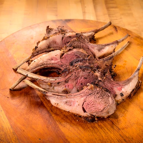 Mustard-Herbed Rubbed Frenched Rack of Lamb