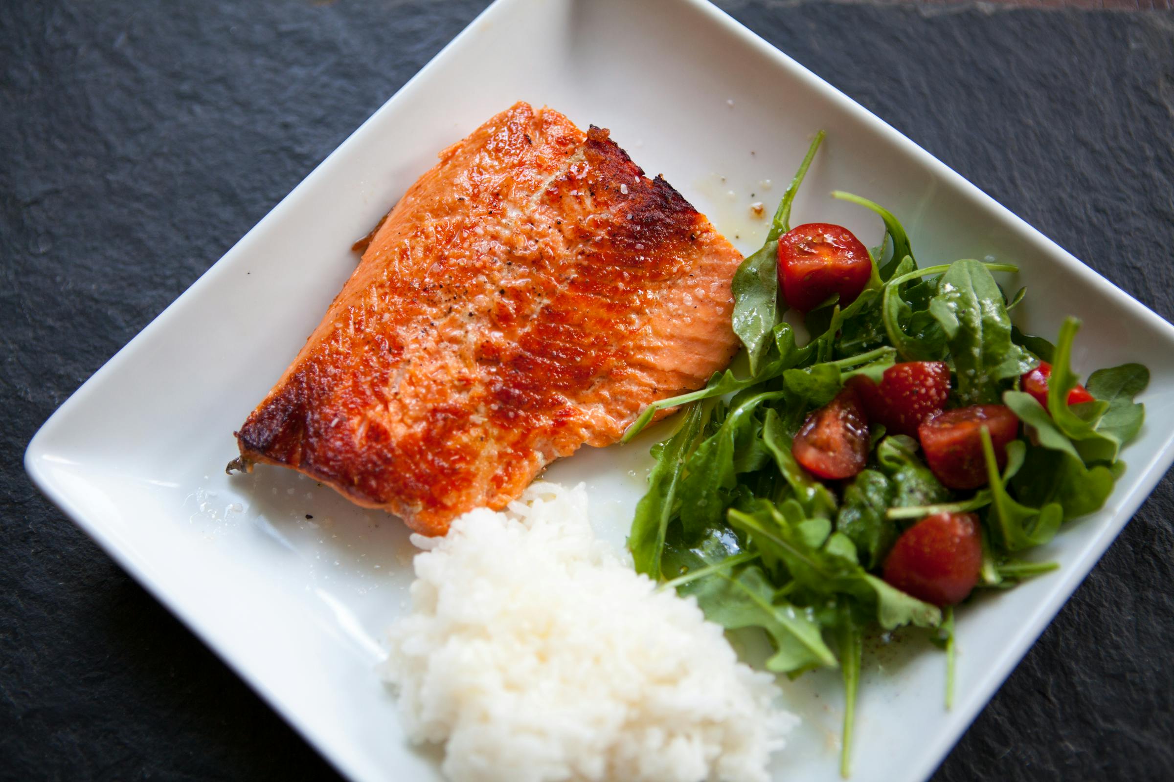 Sake Poached Pan Seared Salmon