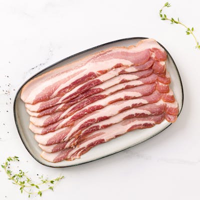 Slices of raw bacon.
